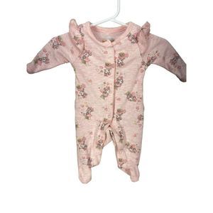 Disney Baby Newborn Pink Ruffle Minnie Mouse One Piece Romper‎